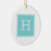 Turquoise Square Monogram Ornament (Rechts)