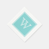 Turquoise Square Monogram Paper Napkins Servetten (Hoek)