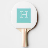 Turquoise Square Monogram Ping Pong Paddle Tafeltennisbatje (Achterkant)