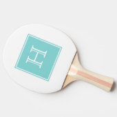 Turquoise Square Monogram Ping Pong Paddle Tafeltennisbatje (Zijkant)