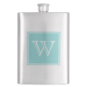Turquoise Square Monogram Premium Flask Flacon (Voorkant)