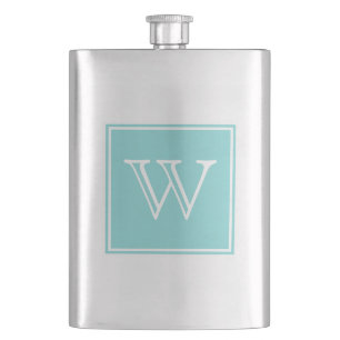 Turquoise Square Monogram Premium Flask Flacon