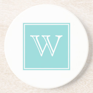 Turquoise Square Monogram Sandstone Onderzetter