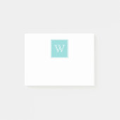 Turquoise Square Monogram Sticky Notes (Voorkant)