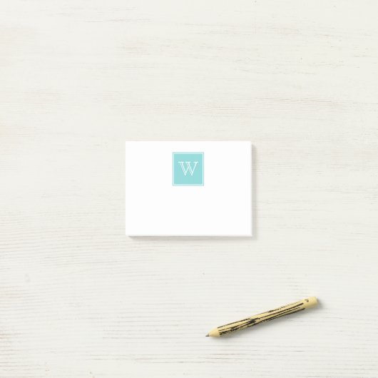 Turquoise Square Monogram Sticky Notes (Op bureau)
