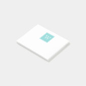 Turquoise Square Monogram Sticky Notes (Schuin)