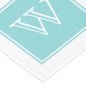 Turquoise Square Monogram Table Runner Korte Tafelloper (Hoek)