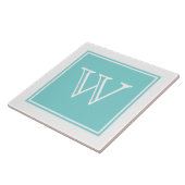 Turquoise Square Monogram Tegel Tegeltje (Zijkant)