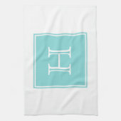 Turquoise Square Monogram Towel Theedoek (Verticaal)