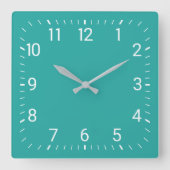 Turquoise Square Wall klok (Voorkant)