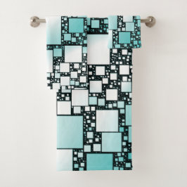Turquoise Squared Bath Towels Bad Handdoek