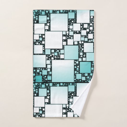 Turquoise Squared Bath Towels Bad Handdoek (Handdoek)