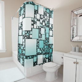 Turquoise Squared Shower Curtain Douchegordijn