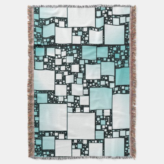 Turquoise Squared Throw Blanket Deken (Voorkant Verticaal)