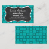 Turquoise Squares alkbord Visitekaartje (Voorkant / Achterkant)
