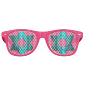 Turquoise Star van David Bat Mitzvah Retro Zonnebril (Voorkant)