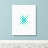 Turquoise Starburst Mid Century Modern Canvas Afdruk (Insitu (Houten vloer))