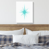 Turquoise Starburst Mid Century Modern Canvas Afdruk (Insitu (Slaapkamer))