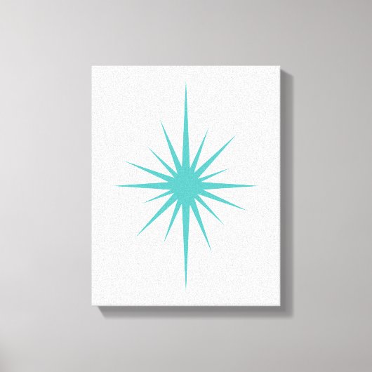 Turquoise Starburst Mid Century Modern Canvas Afdruk (Voorkant)