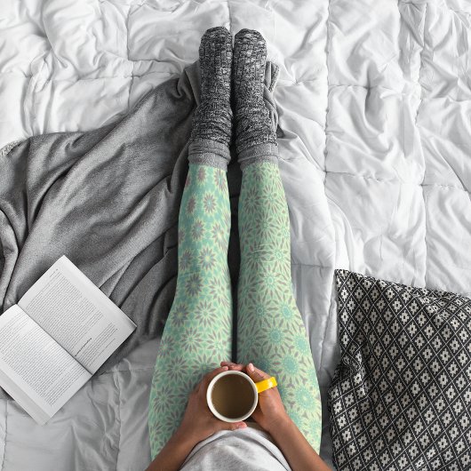 Turquoise Starburst Pattern Leggings