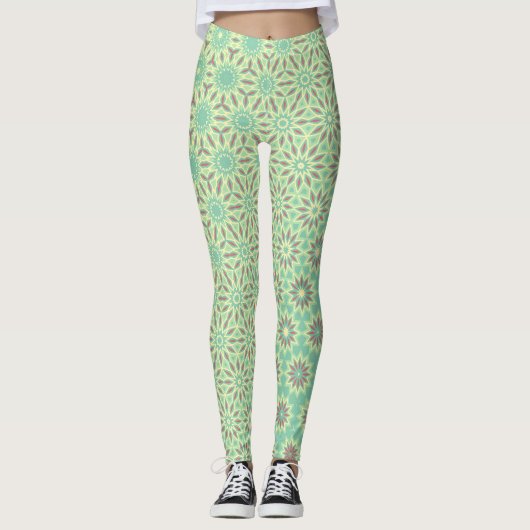 Turquoise Starburst Pattern Leggings (Voorkant)