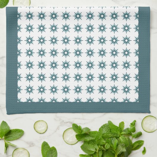 Turquoise Starburst Pattern uit het midden van de Theedoek (Gevouwen)