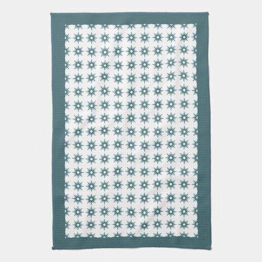 Turquoise Starburst Pattern uit het midden van de Theedoek (Verticaal)
