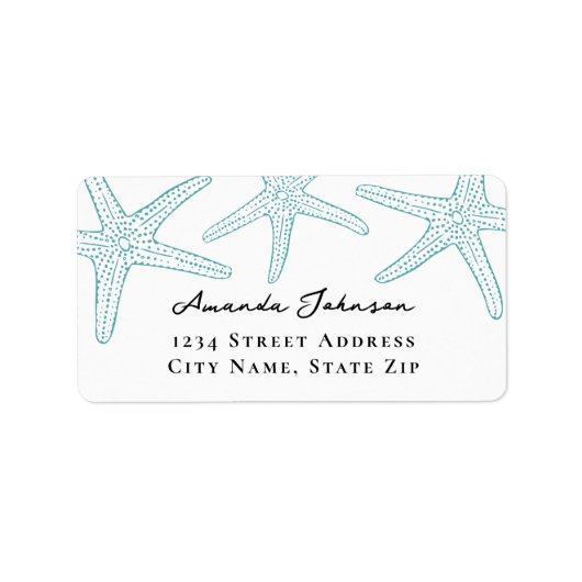 Turquoise Starfish Address Label (Voorkant)