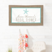 Turquoise Starfish Beach Burlap Vrijgezellenfeest Spandoek (Insitu)