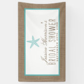 Turquoise Starfish Beach Burlap Vrijgezellenfeest Spandoek (Verticaal)