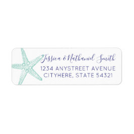 Turquoise Starfish Beach Return Address Label