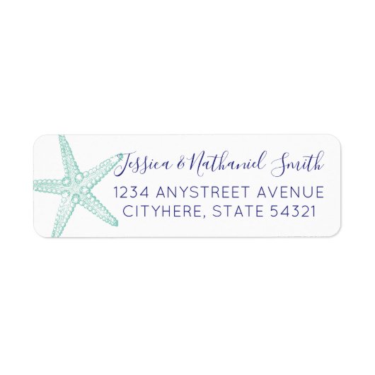 Turquoise Starfish Beach Return Address Label (Voorkant)