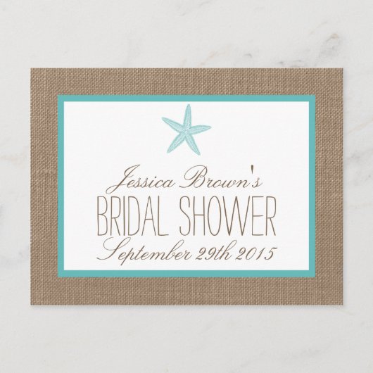 Turquoise Starfish Beach Vrijgezellenfeest Recept  Uitnodiging Briefkaart (Voorkant)