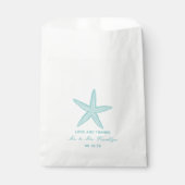 Turquoise Starfish Beach Wedding Favor Bag Bedankzakje (Voorkant)