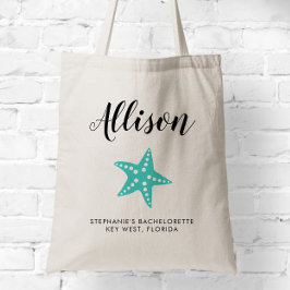 Turquoise Starfish bruidsmeisje Canvas tas voor br