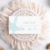 Turquoise Starfish bruiloft Plaatskaarten Plaatskaartje