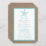 Turquoise Starfish Burlap Beach repesal Dinner Kaart<br><div class="desc">Deze turkooiszeester op de uitnodiging voor het diner van de burlap strandrepetitie zal de perfecte aankondiging zijn voor elke bruid en bruidegom. Het ontwerp is voorzien van een mooie rustige achtergrond met een schattige turkooiszeester. Deze uitnodigingen kunnen gepersonaliseerd worden voor je speciale gelegenheid en maken de perfecte aankondiging voor elke...</div>