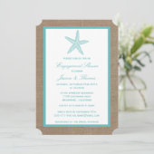 Turquoise Starfish Burlap Beach Verloving Shower Kaart (Staand voorkant)