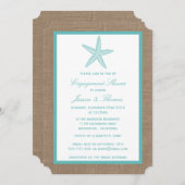 Turquoise Starfish Burlap Beach Verloving Shower Kaart (Voorkant / Achterkant)
