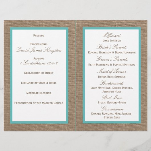 Turquoise Starfish Burlap Beach Wedding Collectie (Achterkant)