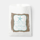Turquoise Starfish Burlap Beach Wedding Collectie Bedankzakje (Voorkant)