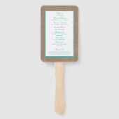 Turquoise Starfish Burlap Beach Wedding Collectie Handwaaier (Achterkant)