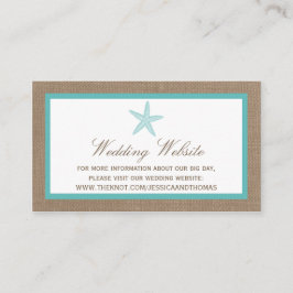Turquoise Starfish Burlap Beach Wedding Collectie Informatiekaartje