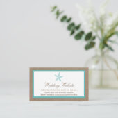 Turquoise Starfish Burlap Beach Wedding Collectie Informatiekaartje (Staand voorkant)