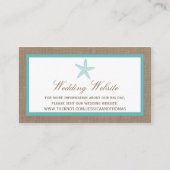 Turquoise Starfish Burlap Beach Wedding Collectie Informatiekaartje (Voorkant)