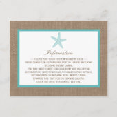 Turquoise Starfish Burlap Beach Wedding Collectie Informatiekaartje (Voorkant)