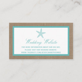 Turquoise Starfish Burlap Beach Wedding Collectie Informatiekaartje