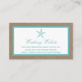 Turquoise Starfish Burlap Beach Wedding Collectie Informatiekaartje (Voorkant)