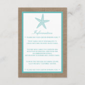 Turquoise Starfish Burlap Beach Wedding Collectie Informatiekaartje (Voorkant)