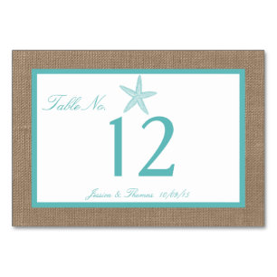 Turquoise Starfish Burlap Beach Wedding Collectie Kaart